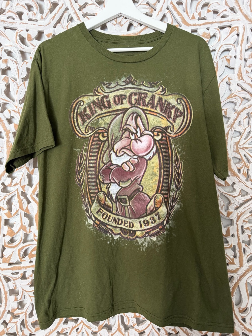 Disney Grumpy Olive Green 'King of Cranky' Graphic Tee